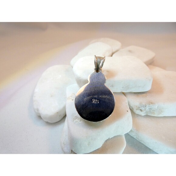 VTG Sterling Silver Carved Moon Face Pendant With Australian Opal Goddess - Picture 3 of 5